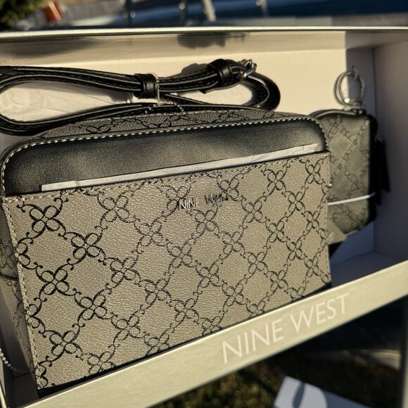 Nine West Navidad Granite Logo Mini handbag with & small wallet New Boxed Set - Picture 2 of 9
